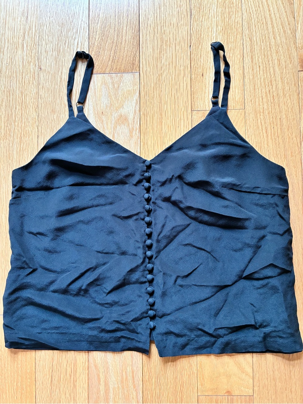 Madewell Black Silk Button-Front Cami Top